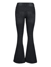 Black Ripped Knee Flared Denim Jeans