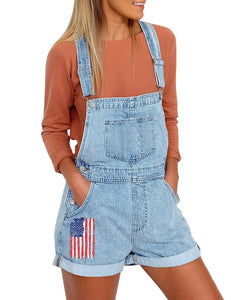 Vetinee Women’s Casual Adjustable Straps Stretch Denim Bib Overalls Shorts Rompers