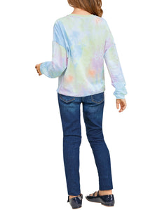 Vetinee Girls Tie Dye Hoodie Sweatshirt Printed Long Sleeve Pocket Pullover Tops 4-13 Years