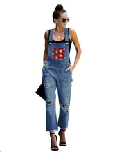 Vetinee Women's Frayed Hem Adjustable Straps Ripped Bib Denim Overalls Jeans Pants
