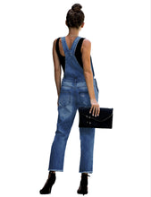 Vetinee Women's Frayed Hem Adjustable Straps Ripped Bib Denim Overalls Jeans Pants