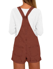 Vetinee Women's Classic Adjustable Straps Cuffed Hem Denim Bib Overalls Shorts