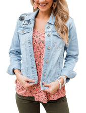 Vetinee Womens Stretch Button Down Long Sleeve Pockets Denim Jean Trucker Jacket