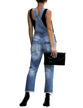 Vetinee Women's Frayed Hem Adjustable Straps Ripped Bib Denim Overalls Jeans Pants