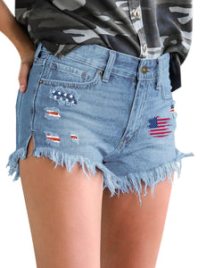 Vetinee Women's High Waisted Jean Shorts Ripped Stretchy Casual Summer Denim Shorts