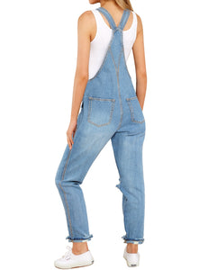 Vetinee Womens Classic Adjustable Straps Pockets Denim Bib Overalls Jeans Pants