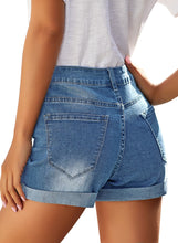 Vetinee Women's Mid Rise Frayed Raw Hem Ripped Destroyed Denim Shorts Jeans