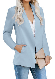 Vetinee Women's Open Front Pockets Blazer Long Sleeve Work Office Cardigan Jacket