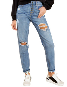 Vetinee Women's High Rise Destroyed Boyfriend Jeans Washed Distressed Ripped Denim Pants