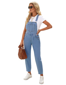 Vetinee Womens Classic Adjustable Straps Pockets Denim Bib Overalls Jeans Pants