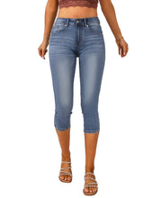 Vetinee Women's High Waisted Casual Ripped Skinny Slim Fit Stretch Denim Capri Jeans