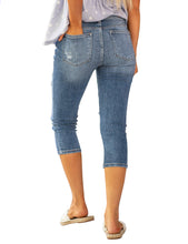 Vetinee Women's High Waisted Casual Ripped Skinny Slim Fit Stretch Denim Capri Jeans