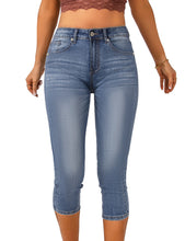 Vetinee Women's High Waisted Casual Ripped Skinny Slim Fit Stretch Denim Capri Jeans