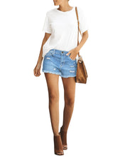 Vetinee Women's Mid Rise Frayed Raw Hem Ripped Destroyed Denim Shorts Jeans