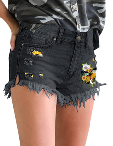 Vetinee Women's High Waisted Jean Shorts Ripped Stretchy Casual Summer Denim Shorts