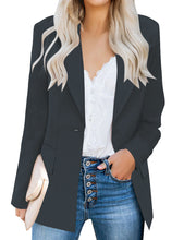 Vetinee Women's Lapel Pockets Blazer Suit Long Sleeve Buttons Work Office Jacket