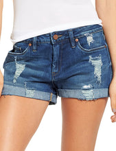Vetinee Women's Mid Rise Frayed Raw Hem Ripped Destroyed Denim Shorts Jeans