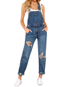 Vetinee Womens Classic Adjustable Straps Pockets Denim Bib Overalls Jeans Pants