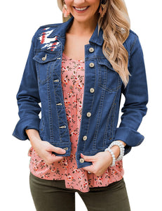 Vetinee Womens Stretch Button Down Long Sleeve Pockets Denim Jean Trucker Jacket