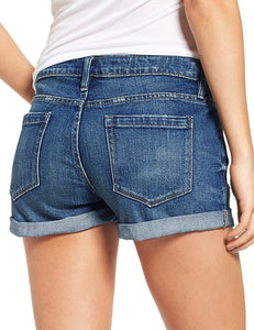 Vetinee Women's Mid Rise Frayed Raw Hem Ripped Destroyed Denim Shorts Jeans