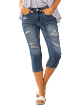 Vetinee Women's High Waisted Casual Ripped Skinny Slim Fit Stretch Denim Capri Jeans