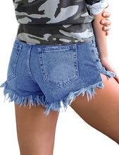 Vetinee Women's Mid Rise Frayed Raw Hem Ripped Destroyed Denim Shorts Jeans