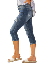 Vetinee Women's High Waisted Casual Ripped Skinny Slim Fit Stretch Denim Capri Jeans