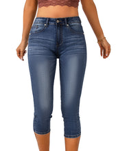 Vetinee Women's High Waisted Casual Ripped Skinny Slim Fit Stretch Denim Capri Jeans