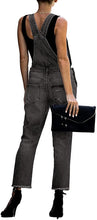 Vetinee Women's Frayed Hem Adjustable Straps Ripped Bib Denim Overalls Jeans Pants