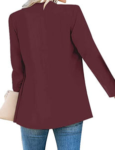 Vetinee Women's Lapel Pockets Blazer Suit Long Sleeve Buttons Work Office Jacket