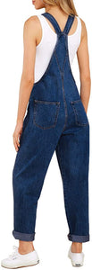 Vetinee Womens Classic Adjustable Straps Pockets Denim Bib Overalls Jeans Pants