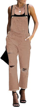 Vetinee Women's Frayed Hem Adjustable Straps Ripped Bib Denim Overalls Jeans Pants