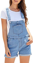 Vetinee Womens Pocket Denim Overalls Shorts Adjustable Cuffed Hem Jean Shortalls