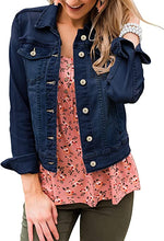 Vetinee Womens Stretch Button Down Long Sleeve Pockets Denim Jean Trucker Jacket