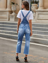 Vetinee Women's Frayed Hem Adjustable Straps Ripped Bib Denim Overalls Jeans Pants