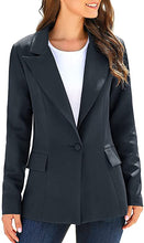 Vetinee Women's Lapel Pockets Blazer Suit Long Sleeve Buttons Work Office Jacket