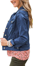 Vetinee Womens Stretch Button Down Long Sleeve Pockets Denim Jean Trucker Jacket