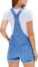 Vetinee Womens Pocket Denim Overalls Shorts Adjustable Cuffed Hem Jean Shortalls