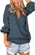 Vetinee Women's Deep V Neck Wrap Front Knit Long Sleeve Sweater Pullover Tops