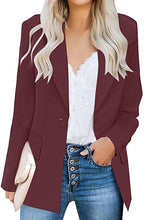 Vetinee Women's Lapel Pockets Blazer Suit Long Sleeve Buttons Work Office Jacket