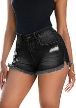 Vetinee Women's Mid Rise Frayed Raw Hem Ripped Destroyed Denim Shorts Jeans