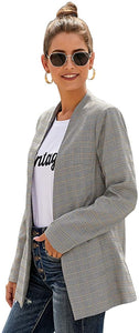 Vetinee Women's Open Front Pockets Blazer Long Sleeve Work Office Cardigan Jacket