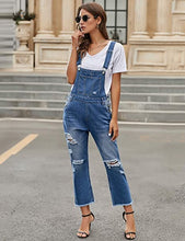 Vetinee Women's Frayed Hem Adjustable Straps Ripped Bib Denim Overalls Jeans Pants