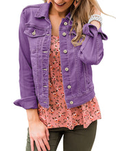 Vetinee Womens Stretch Button Down Long Sleeve Pockets Denim Jean Trucker Jacket