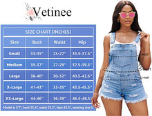 Vetinee Women's Classic Adjustable Straps Cuffed Hem Denim Bib Overalls Shorts