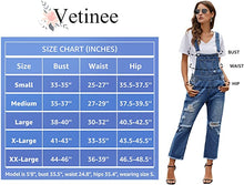 Vetinee Women's Frayed Hem Adjustable Straps Ripped Bib Denim Overalls Jeans Pants