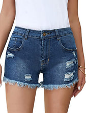 Vetinee Women's Casual High Rise Denim Shorts Frayed Raw Hem Ripped Jean Shorts