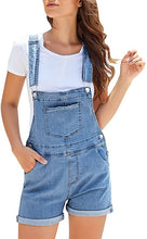 Vetinee Womens Pocket Denim Overalls Shorts Adjustable Cuffed Hem Jean Shortalls