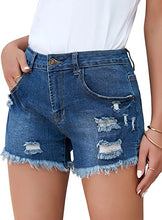 Vetinee Women's Casual High Rise Denim Shorts Frayed Raw Hem Ripped Jean Shorts
