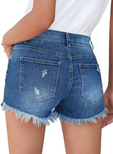 Vetinee Women's Casual High Rise Denim Shorts Frayed Raw Hem Ripped Jean Shorts